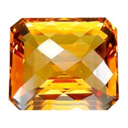 28.90ct Orange Yellow Citrine Emerald Checker Cut Appraisal Estimate $875 (GEM-14924)