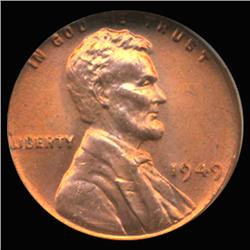 1949 Lincoln Cent Graded GEM Red Toned Scarce Errors (COI-6236)