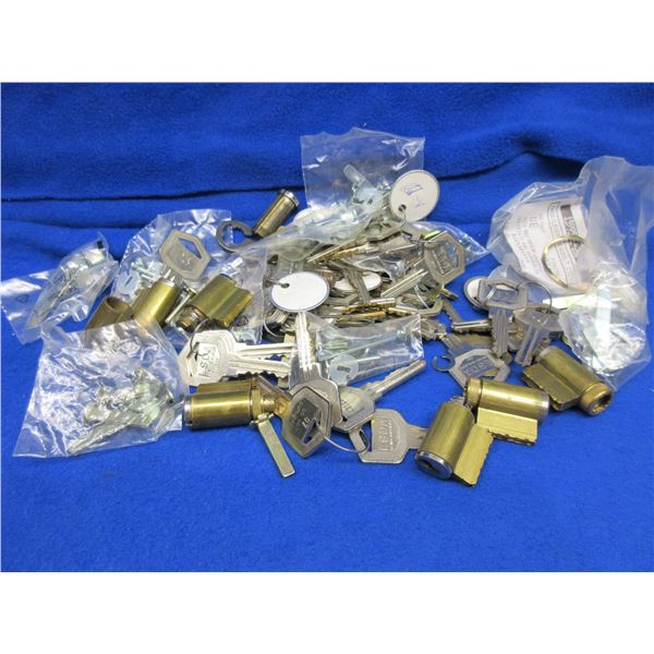 Lot of 7 LSDA Lock Cylinders and Parts