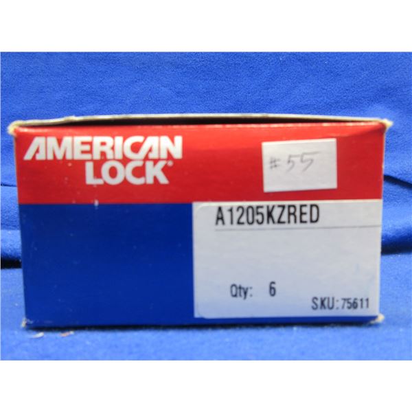 NEW - 6 American Padlocks A1205KZRED Keyed Zero