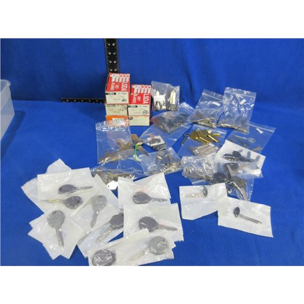 Lot of Approx. 320 Chrysler Key Blanks & 9 Computer Chip Keys