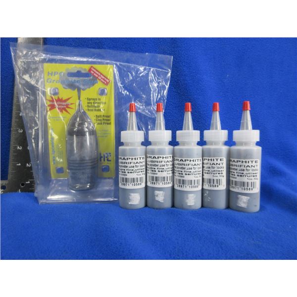 NEW - 5 x 1 oz Graphite Bottles and HPC Graphite Gun