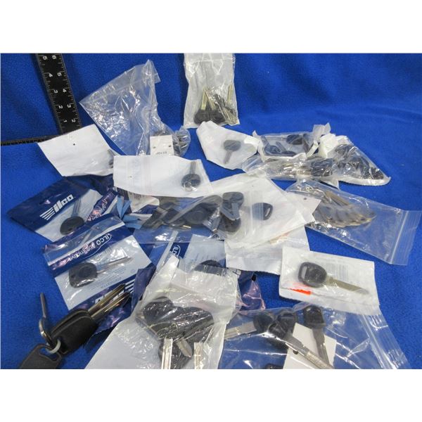 Lot of Approx. 66 Misc. Rubberhead & Transponder GM Key Blanks