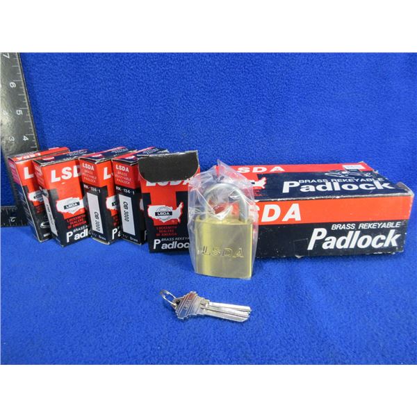 NEW - 5 LSDA Brass Rekeyable Padlocks OB 3000