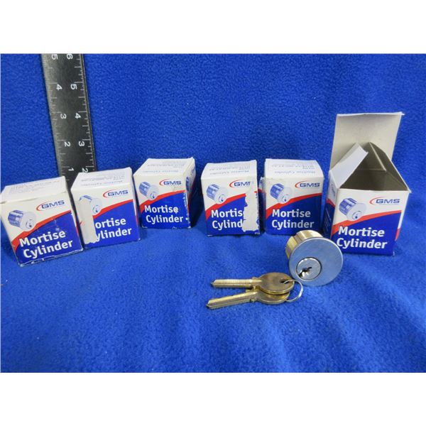 NEW - 6 GMS Mortise Cylinders - 2 x 1", 4 x 1 1/8"