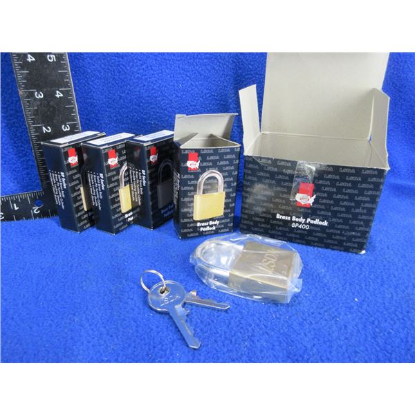 NEW - 4 LSDA Brass Body Padlocks BP400