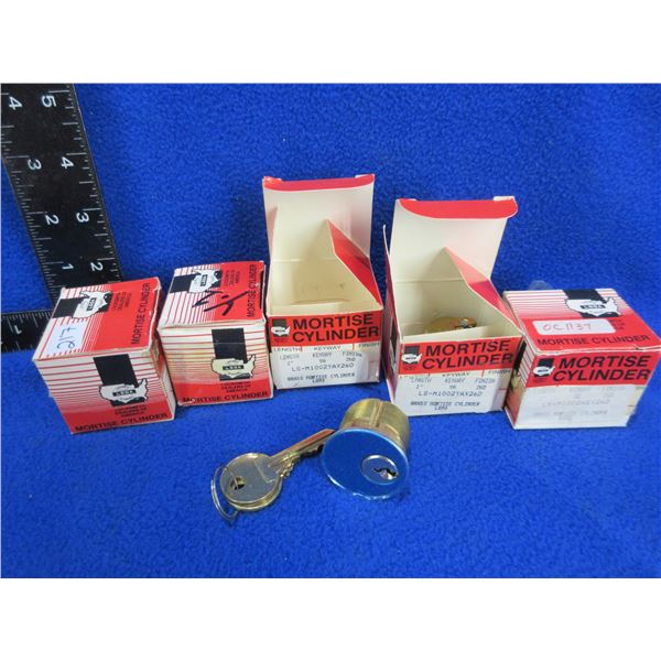 5 Mortise Cylinders - 3 New LSDA 1", 2 Removed New Yale Y1