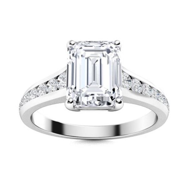 Gold & Lab Octagon Diamond 3.50 Cts Ring - E/VVS