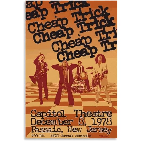 Concert Poster Cheap Trick Dec 8 1978 , Passaic, New Jersey  12" x 18", Vintage Inspired Poster