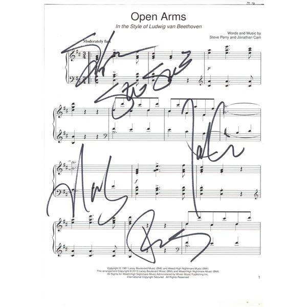 Journey Signed Autographed WITH COA "Open Arms" Music Sheet