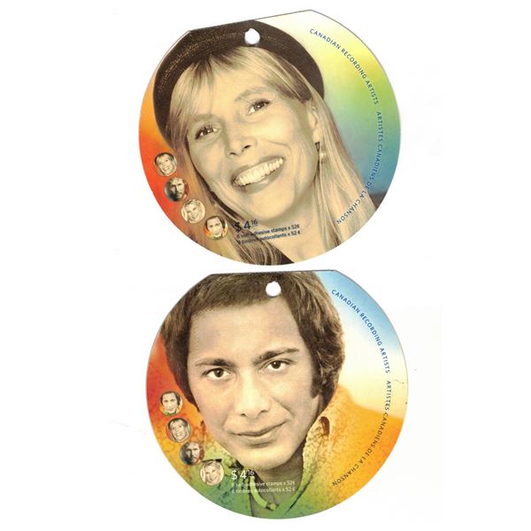 2007 Canada Post Booklet Souvenirs - Recording Artist, Musician - Paul Anka and Joni Mitchell