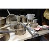 Image 13 : Multiple Metal Kitchen Essentials: Food Storage Containers, Some Lids, Stock Pots, Colander, UtensiL