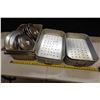 Image 5 : Multiple Metal Kitchen Food Storage Containers, Some Perforated w/ Round Lids, Misc Sizes