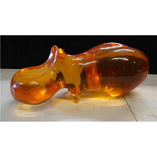 Large Orange Hippo Sculpture Spoon Rest 22" x 9" x 9"H