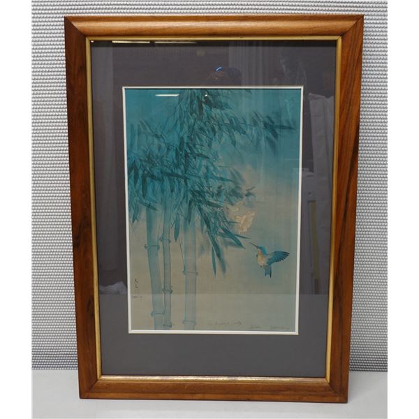 Large Hummingbird in Bamboo Tree, Art by David Lee w/ Original Signature '78 (22" x 30")