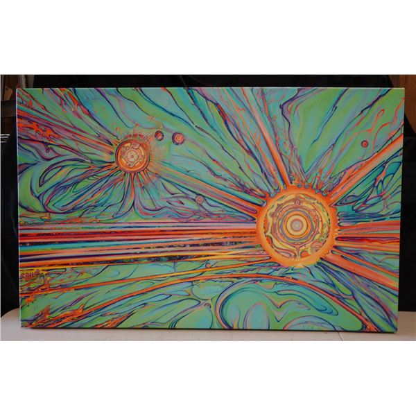 Large Abstract Sunshine Artwork by Blaise Domino, Giclee on Canvas, Unframed 38" x 24"