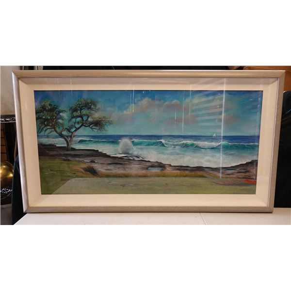 Nanakuli Tree Artwork by Dorothy Buscemi, Framed & Matted 52" x 28"