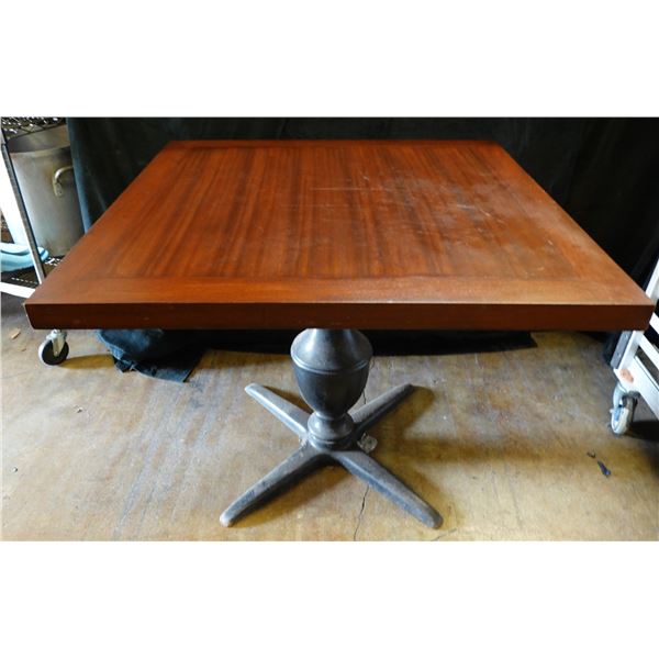 Square Wooden Table on Pedestal Base 36" x 36" x 30"H