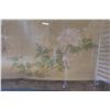 Image 8 : Very Large Asian Scroll Peony Artwork w/ Maker's Mark, In Acrylic Casing 52" x 67"