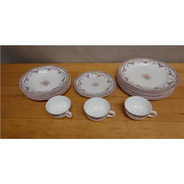 Multiple W.H. Grindley & Co England Plates & 3 Cups, Misc Sizes