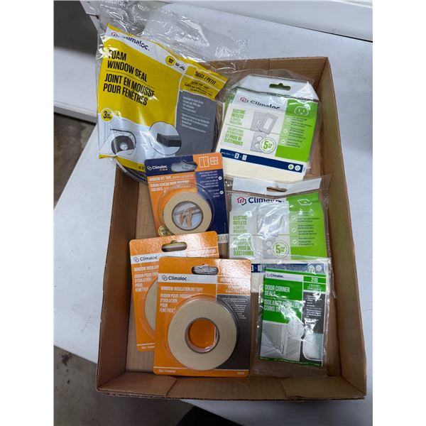 Foam window, seal and window kit, tape and electrical outlet insulators