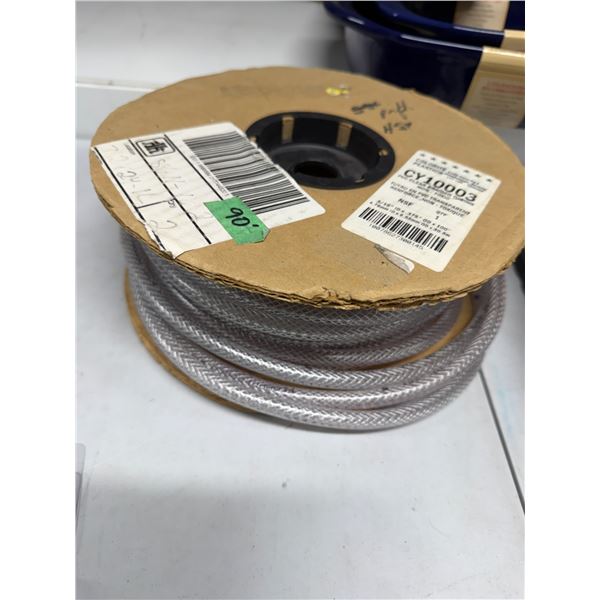 PVC clear braided tubing 3/16 inch ID by .375 inch OD by 90 foot approximately