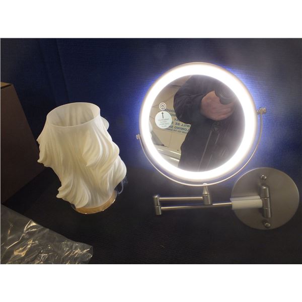 Two Usb Table Lamps & 1 8" Wall Mounted Mirror