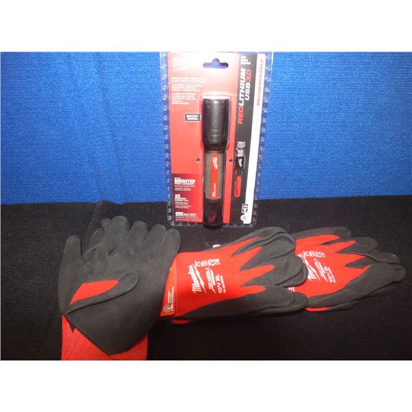 Milwaukee Usb Flashlight & 3 Pairs Of XL Work Gloves