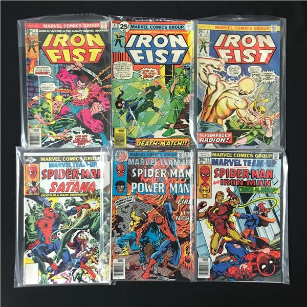LOT OF 6 MARVEL COMICS INCLUDING IRON FIST AND SPIDERMAN