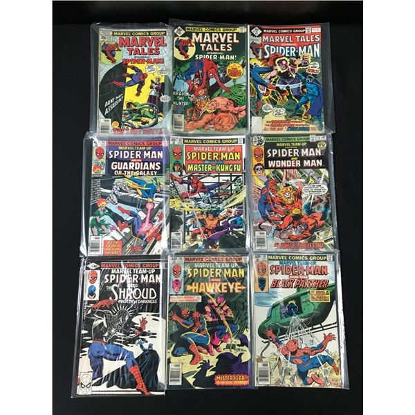 LOT OF 9 SPIDERMAN MARVEL TEAM UP COMICS