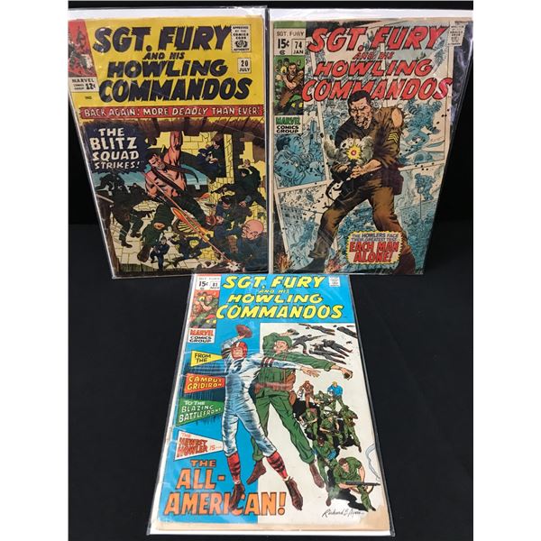 LOT OF 3 SGT. FURY AND HS HOWLING COMMANODS 20, 74 & 81 - MARVEL COMICS
