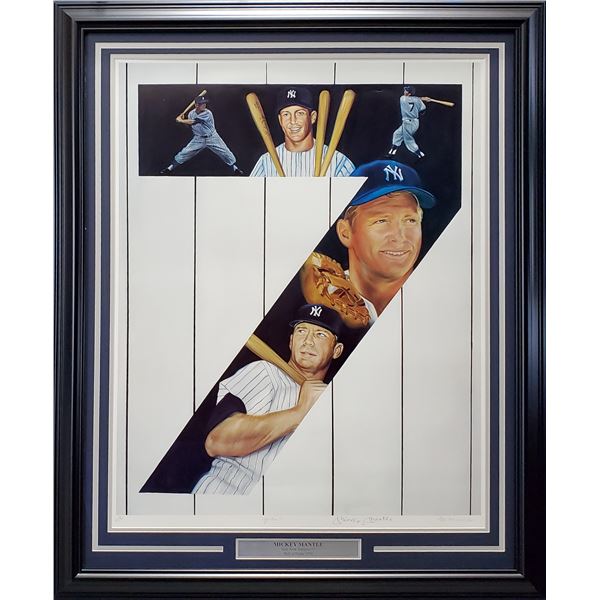 Mickey Mantle Autographed Framed 25x32 Lithograph Photo New York Yankees Artist Proof