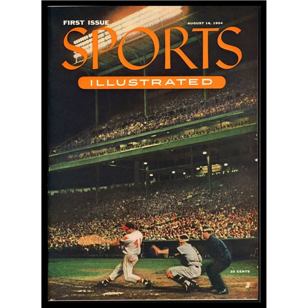 NICE CONDITION ICONIC SPORTS ILLUSTRATED NO.1 MAGAZINE WITH 1955 TOPPS TRADING CARDS INSERT