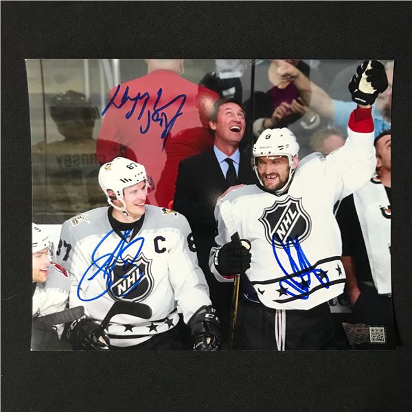 WAYNE GRETZKY, SIDNEY CROSBY AND ALEX OVECHKIN TRIPLE SIGNED 8X10 - ACE COA