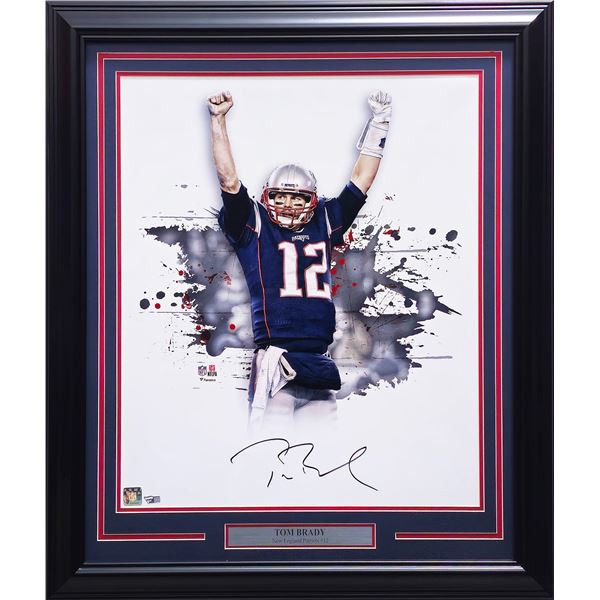 Tom Brady Autographed Framed 16x20 Photo New England Patriots Fanatics Holo