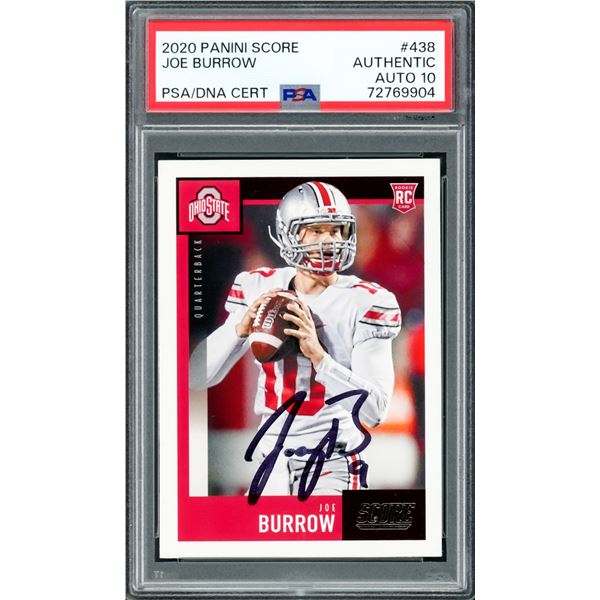 2020 PANINI SCORE JOE BURROW SIGNED ROOKIE CARD - PSA AUTO GRADE 10