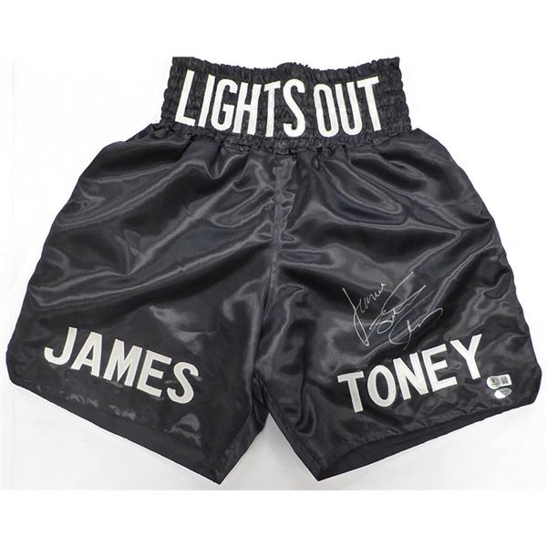 JAMES TONEY SIGNED FIGHTING SHORTS - BECKETT COA