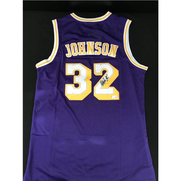 MAGIC JOHNSON SIGNED Los Angeles LAKERS BASKETBALL JERSEY - ACE COA