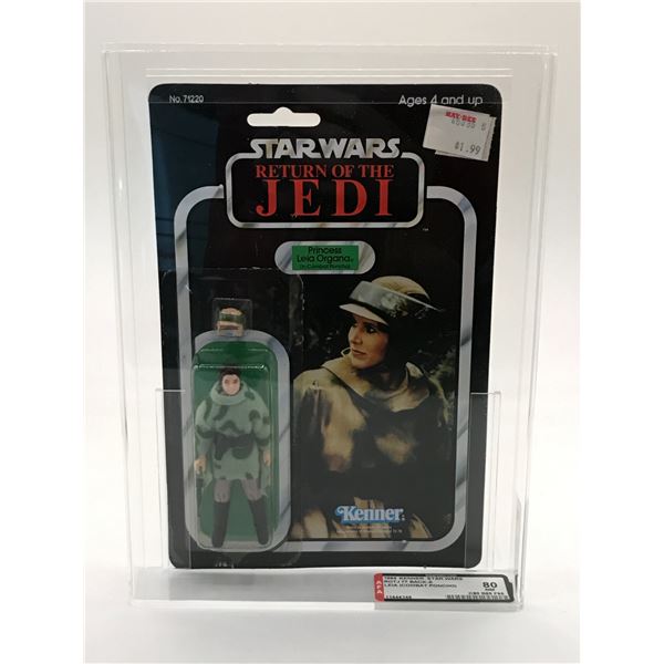 AFA 80 RETURN OF THE JEDI Princess Leia (IN COMBAT PONCHO)  ACTION FIGURE IN ORIGINAL PACKAGING.