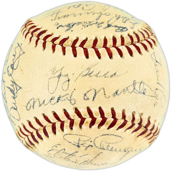 1955 New York Yankees Autographed Baseball With 30 Signatures Including Mickey Mantle Beckett
