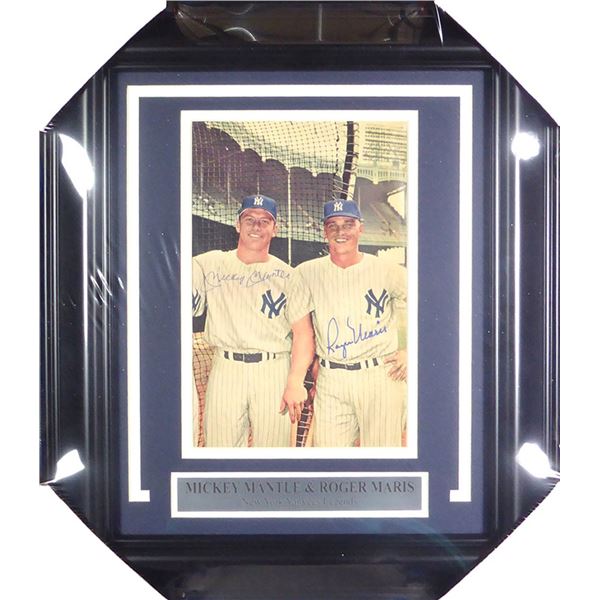 DUAL SIGNED AND FRAMED MICKEY MANTLE & ROGER MARIS SIGNED PICTURE - BECKETT COA