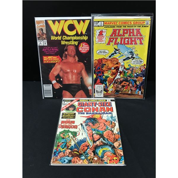 LOT OF 3 MARVEL #1 COMICS INCLUDING WCW