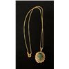 Image 1 : APPROX 10K CHAIN (16") WITH APPROX 14K PENDANT SET WITH JADE (3.3G)
