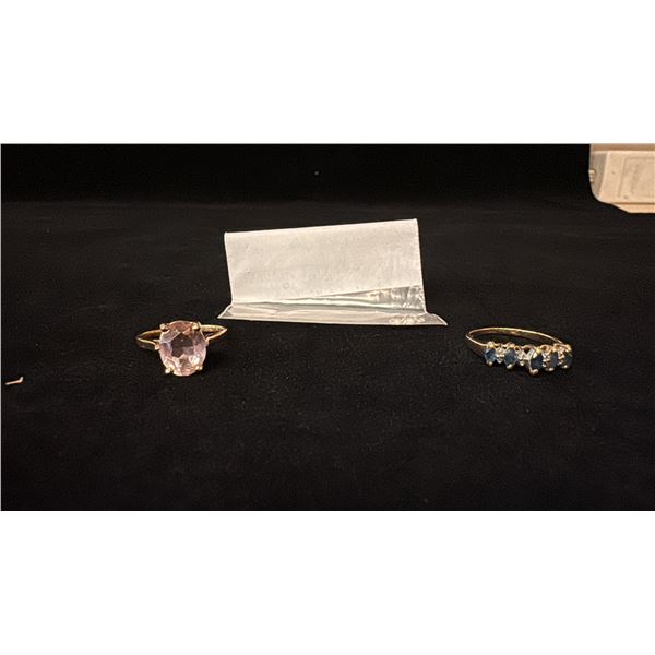 APPROX 10K LADIES RING WITH SAPPHIRES AND DIAMONDS (1.9G), APPROX 10K LADIES RING SET WITH AMETHY...