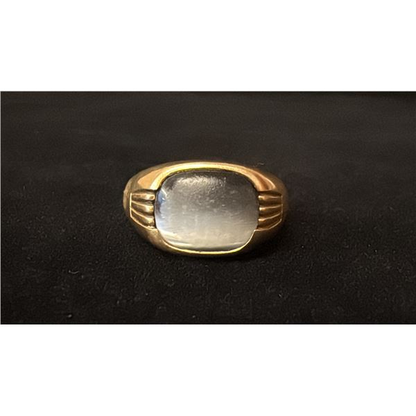 APPROX 10K MENS RING SET WITH GREY STONE (6.2G)