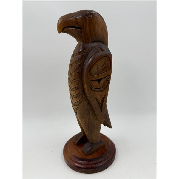 Indigenous Hand-Carved Wooden Eagle Sculpture by Harold Poole
