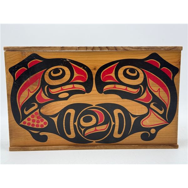 Haida Salmon Art Cedar Sliding Lid Box