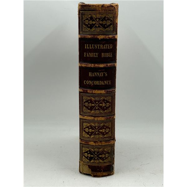 Antique 1881 Illustrated Family Bible Book