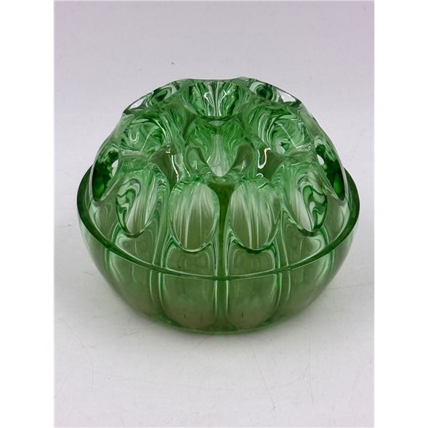 VTG Green Glass Flower Frog