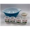 Image 1 : Hazel Atlas Tom & Jerry Milk Glass Cups, Pyrex Mixing Bowl, & Pyrex Mug